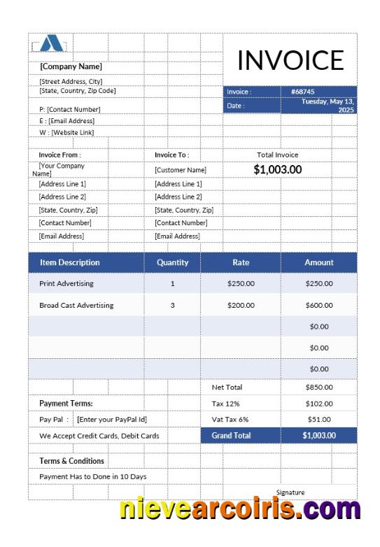 Advertising Invoice